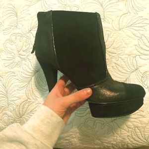 BCBG Generation Suede/Leather Glitter Booties